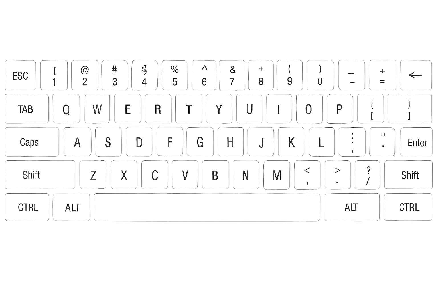 qwerty arranged keyboard layout